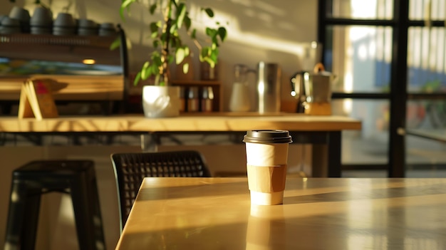 Photo intérieur du café café à emporter et accessoires sur la table ia générative