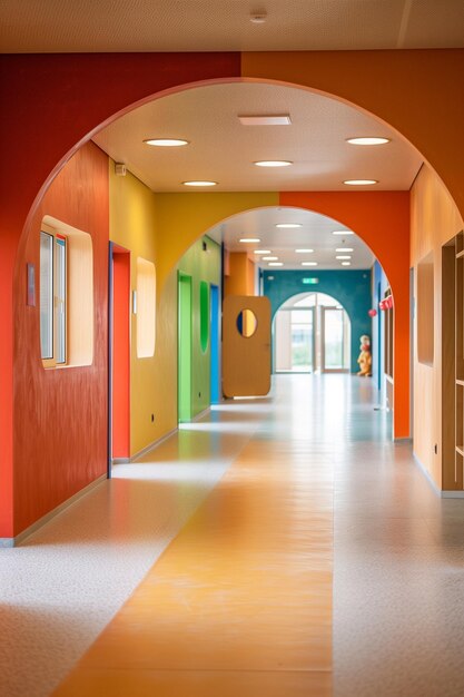 Photo l'intérieur du couloir de l'école vide