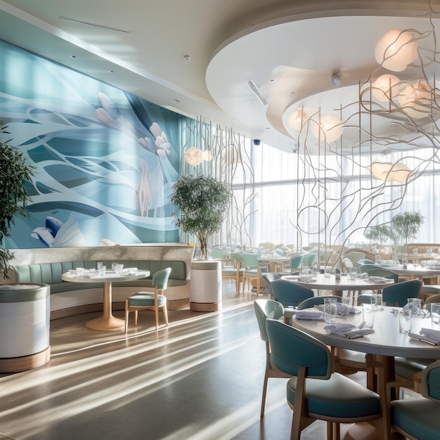 L'intérieur du restaurant de fruits de mer