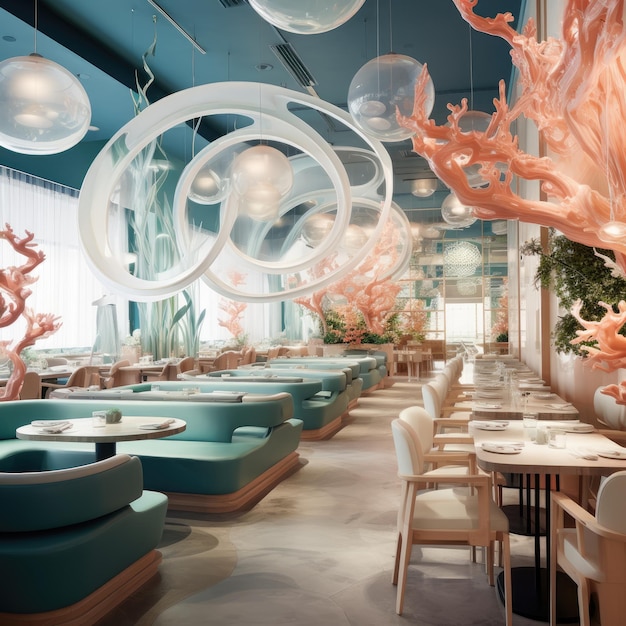 L'intérieur du restaurant de fruits de mer