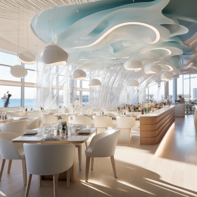 L'intérieur du restaurant de fruits de mer