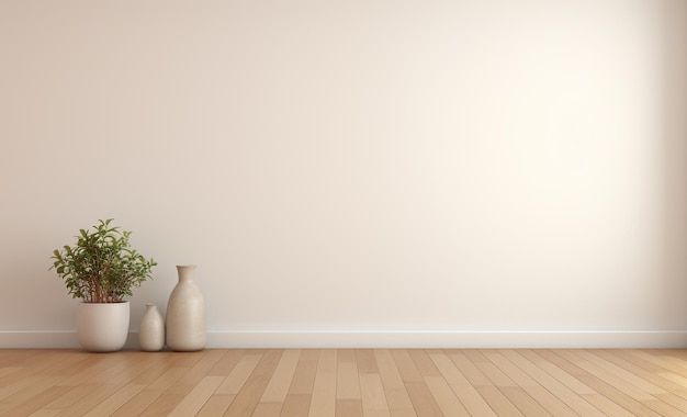 Intérieur du salon esthétique moderne avec vase et plante en pot