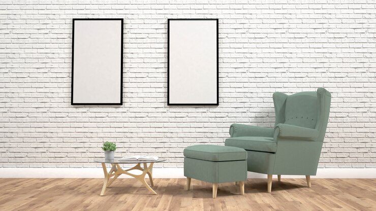 Photo intérieur du salon moderne avec rendu fauteuilchair.3d