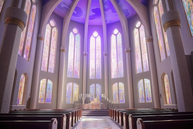 Intérieur de l'église de l'environnement violet