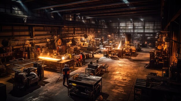 Photo l'intérieur de l'entrepôt de l'usine de soudage est sophistiqué et moderne