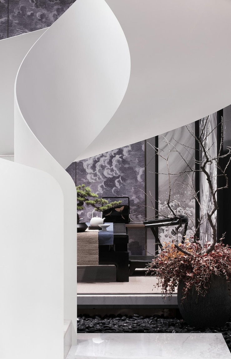 Photo l'intérieur d'un escalier en spirale moderne