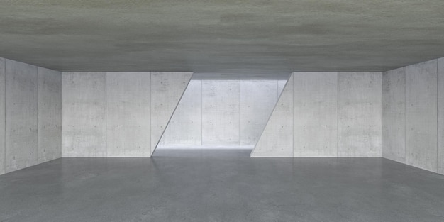 Intérieur de l'espace en béton vide avec rendu 3d de la lumière du soleil et de l'ombre