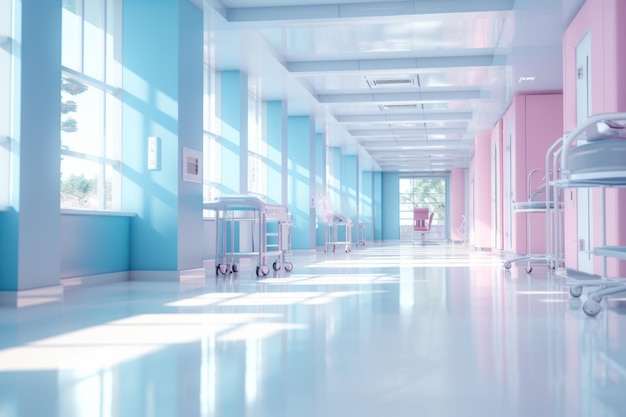 L'intérieur flou de l'hôpital est une IA générative.