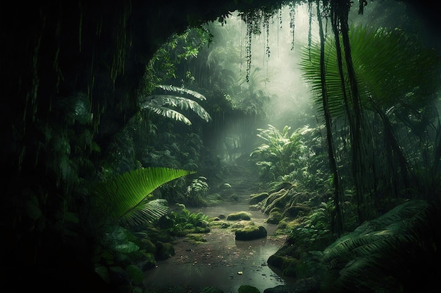 À l'intérieur d'une forêt tropicale