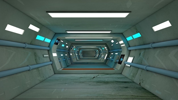 Intérieur futuriste du couloir SCIFI