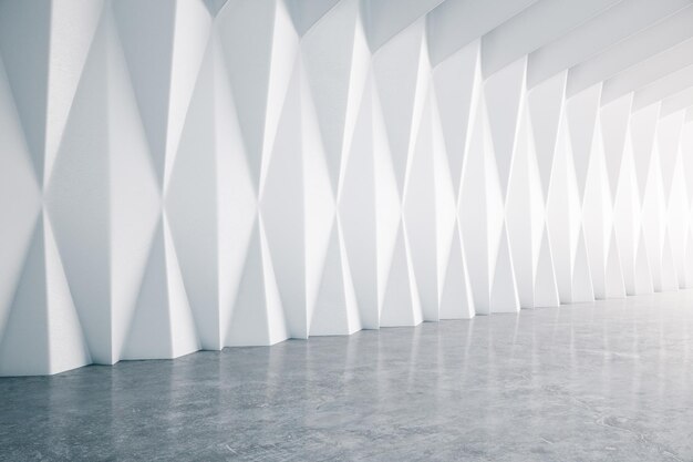Intérieur de galerie avec mur décoratif vide