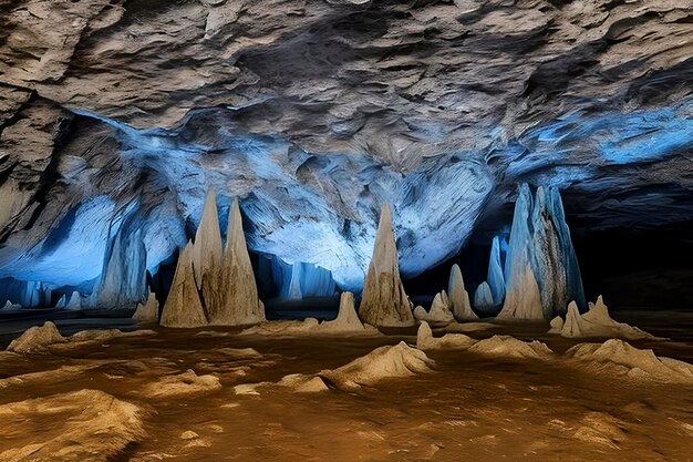 À l'intérieur d'une grande grotte