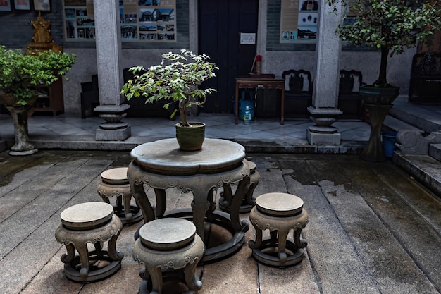 Intérieur historique de manoir de Peranakan dans le temple chinois, Georgetown, Penang