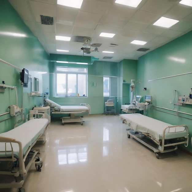 L'intérieur de l'hôpital et de la clinique est flou.