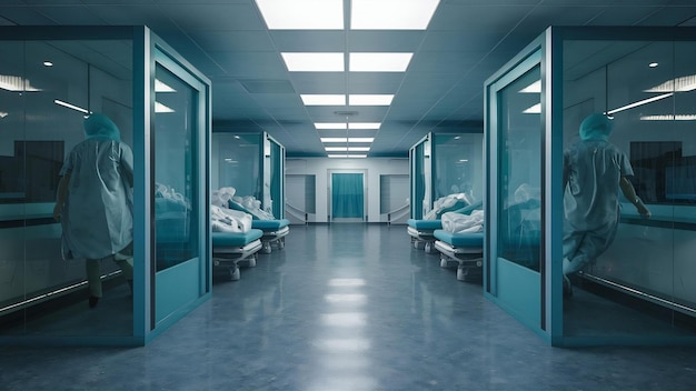 L'intérieur de l'hôpital et de la clinique est flou.