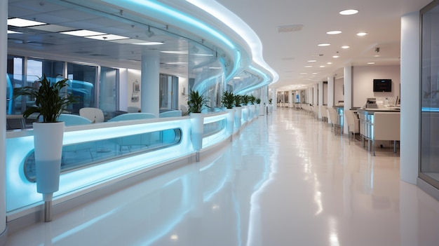 Photo intérieur d'hôpital vide avec équipement médical moderne