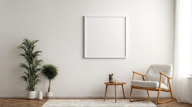 L'intérieur avec une image blanche sur le mur