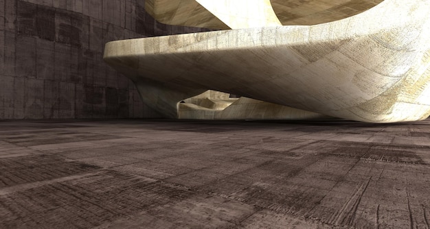 Intérieur lisse en béton abstrait sombre vide Illustration 3D de fond architectural