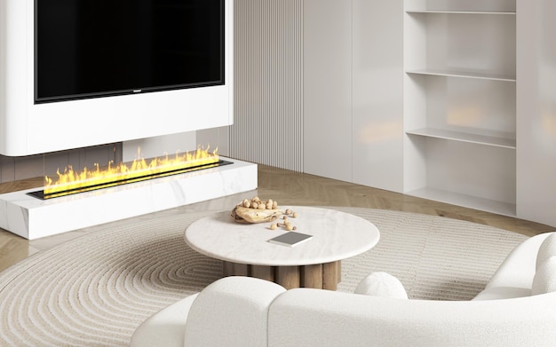 L'intérieur de luxe moderne du salon est lumineux et propre illustration 3D