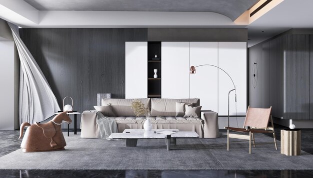 Photo l'intérieur de luxe moderne du salon est lumineux et propre illustration 3d