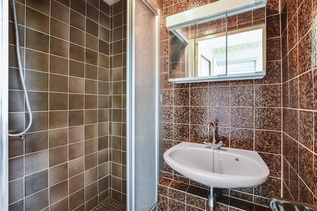 L'intérieur d'une luxueuse salle de bain avec cabine de douche