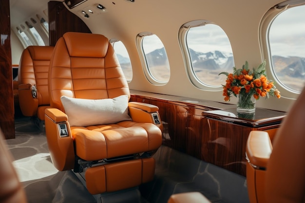 Intérieur luxueux d'un jet privé AI générative