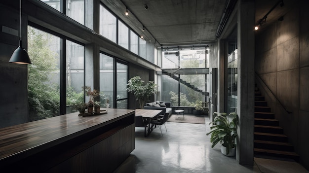 Intérieur de maison de luxe moderne ou design minimaliste généré par l'IA
