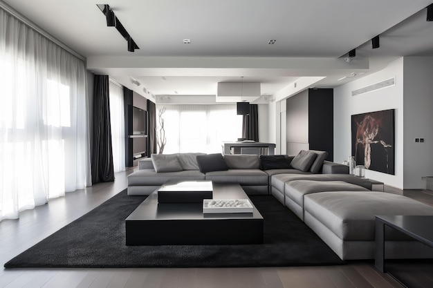 Intérieur de maison minimaliste avec des meubles élégants et des accents modernes
