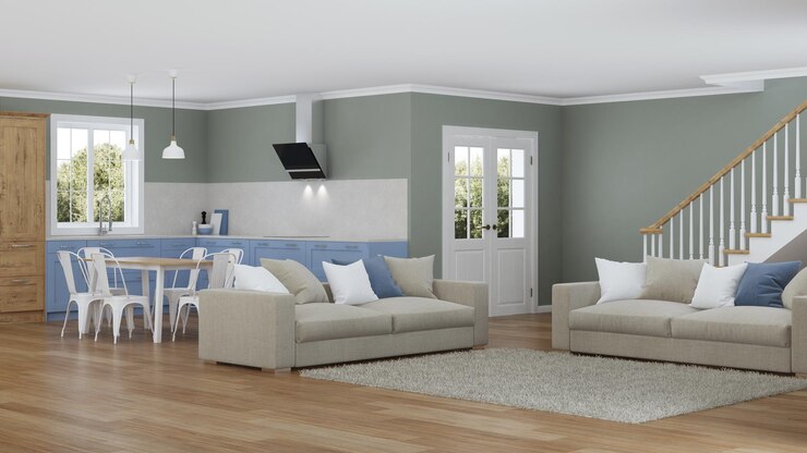 Photo intérieur de maison moderne. projet de design. rendu 3d.