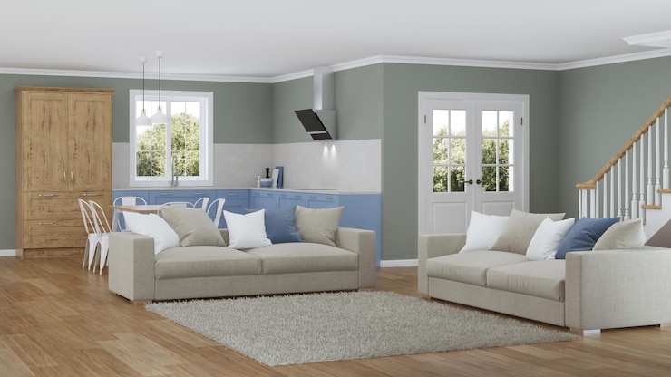 Photo intérieur de maison moderne. projet de design. rendu 3d.