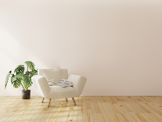 Intérieur maquette avec fauteuil en velours gris