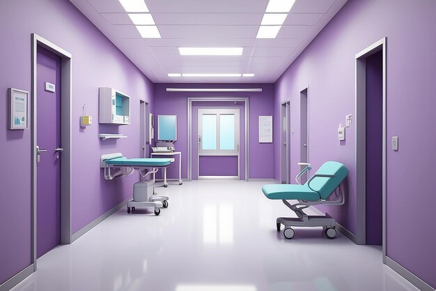 Photo intérieur médical moderne du couloir dans les soins de santé hospitaliers intérieur clinique dans le couloir