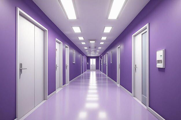 Intérieur médical moderne du couloir dans les soins de santé hospitaliers intérieur clinique dans le couloir