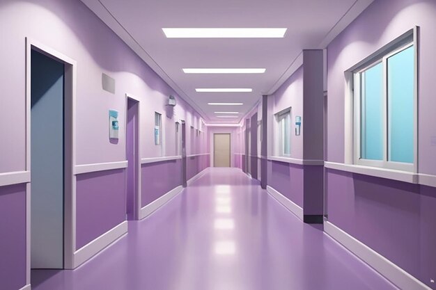 Photo intérieur médical moderne du couloir dans les soins de santé hospitaliers intérieur clinique dans le couloir