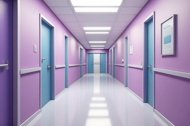 Intérieur médical moderne du couloir dans les soins de santé hospitaliers intérieur clinique dans le couloir