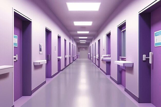 Photo intérieur médical moderne du couloir dans les soins de santé hospitaliers intérieur clinique dans le couloir