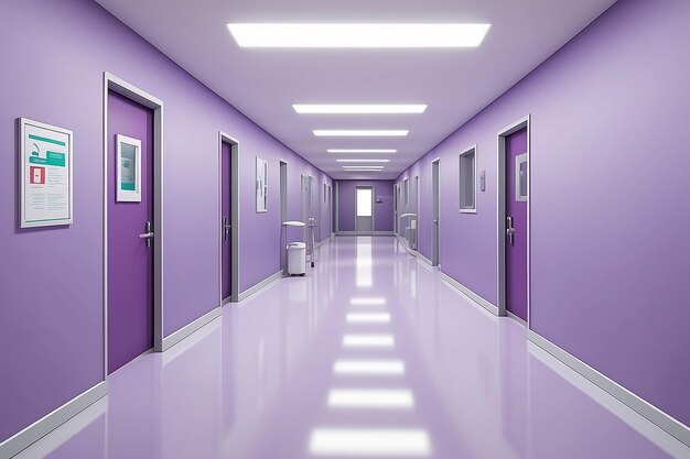 Photo intérieur médical moderne du couloir dans les soins de santé hospitaliers intérieur clinique dans le couloir