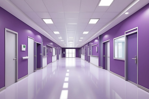 Intérieur médical moderne du couloir dans les soins de santé hospitaliers intérieur clinique dans le couloir