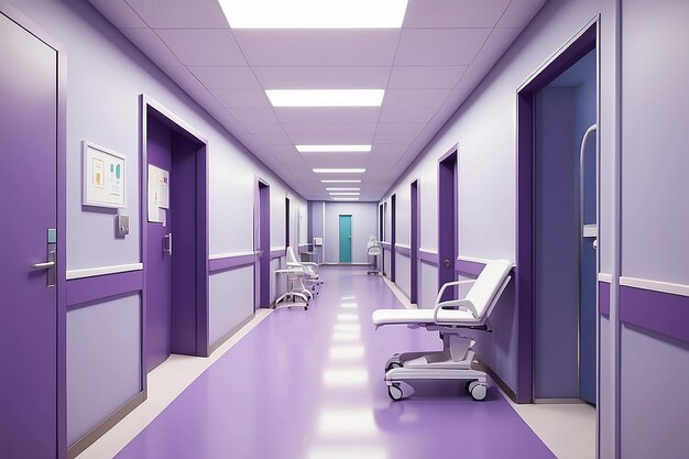 Photo intérieur médical moderne du couloir dans les soins de santé hospitaliers intérieur clinique dans le couloir