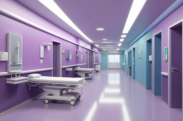 Intérieur médical moderne du couloir dans les soins de santé hospitaliers intérieur clinique dans le couloir