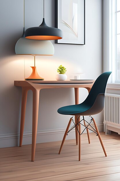 Intérieur minimaliste d'un bureau et d'une chaise