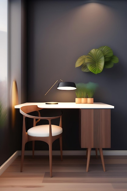 Intérieur minimaliste d'un bureau et d'une chaise