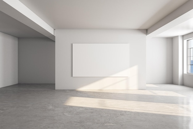 Intérieur minimaliste de la galerie en béton