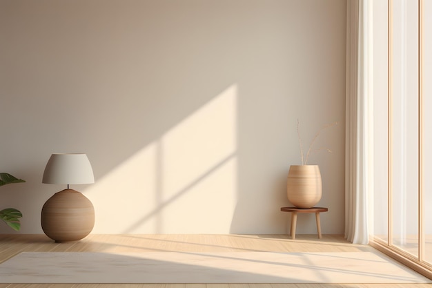 Intérieur minimaliste avec la lumière naturelle des fenêtres