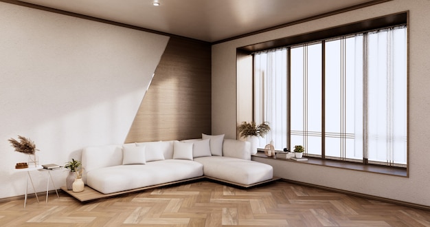Intérieur minimaliste, meubles de canapé et plantes, design de chambre moderne. rendu 3D