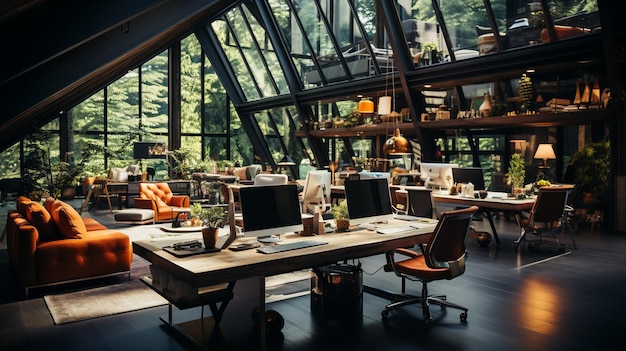 intérieur moderne d'un café dans la maison ai générative