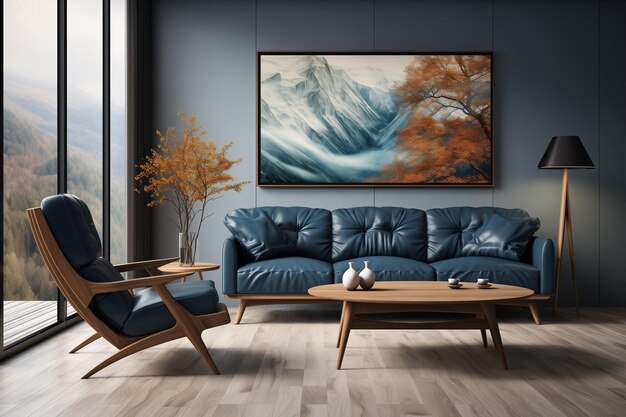 intérieur moderne en couleurs bleu foncé