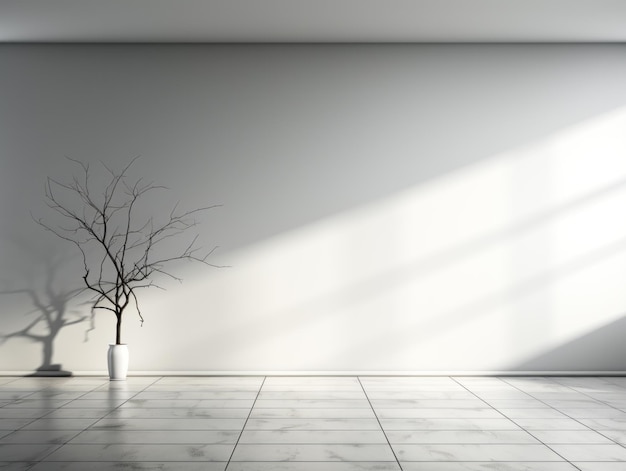 Intérieur moderne et lumineux avec mur blanc IA générative