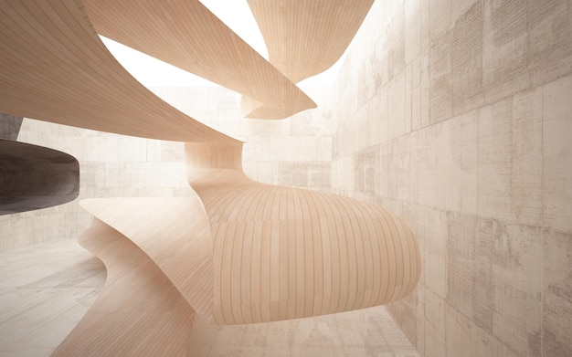 Intérieur moderne minimaliste abstrait en béton et bois