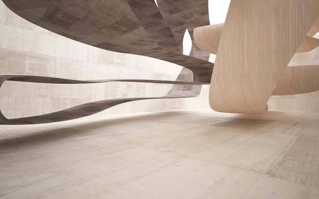 Intérieur moderne minimaliste abstrait en béton et bois